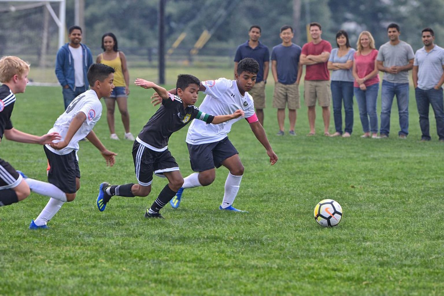 Youth soccer players on the field